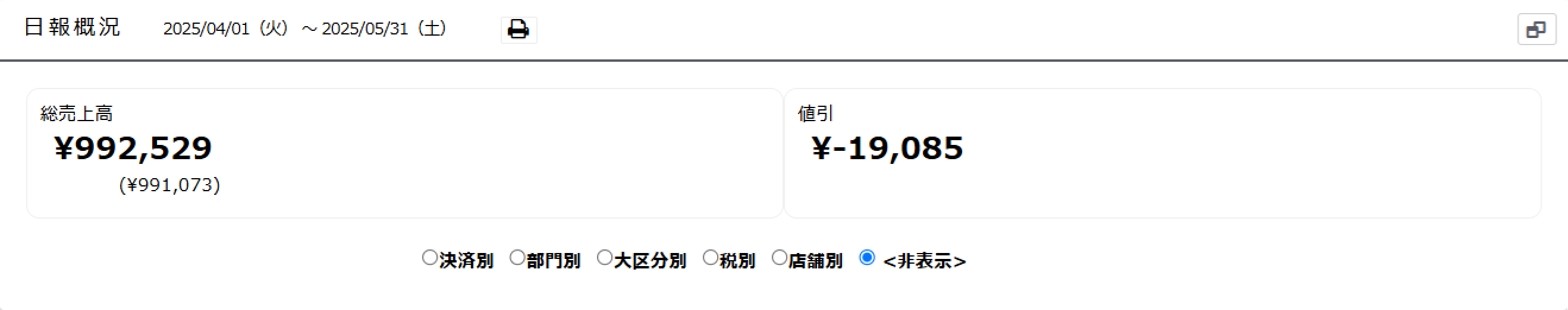 非表示を選択すると内訳と円グラフは表示されません。