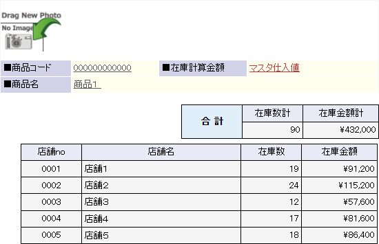 店舗別在庫金額画面