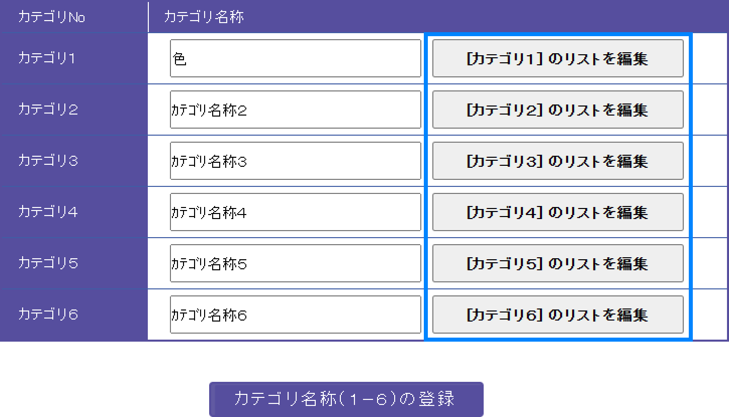 カテゴリ登録画面