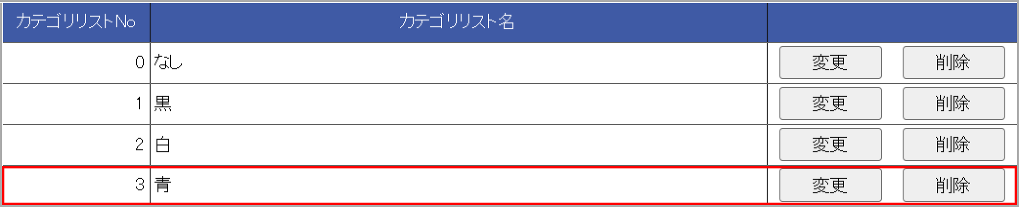 カテゴリリスト登録済