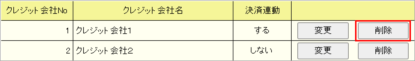 登録済クレジットの削除