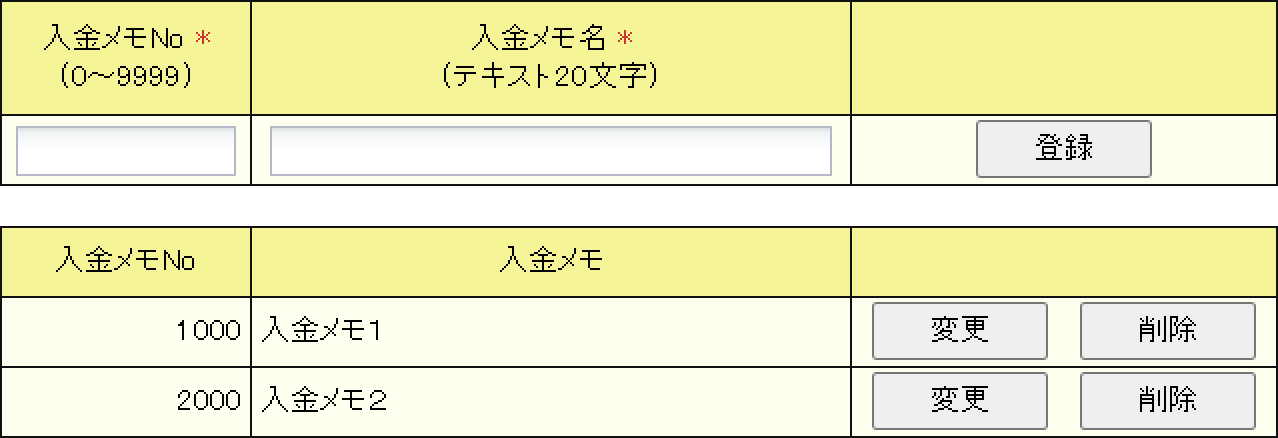 入金メモを表示